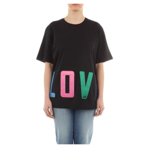 T-Shirt Donna W4F8783M3876 con stampa multicolor Nero LOVE MOSCHINO- Francavilla Moda
